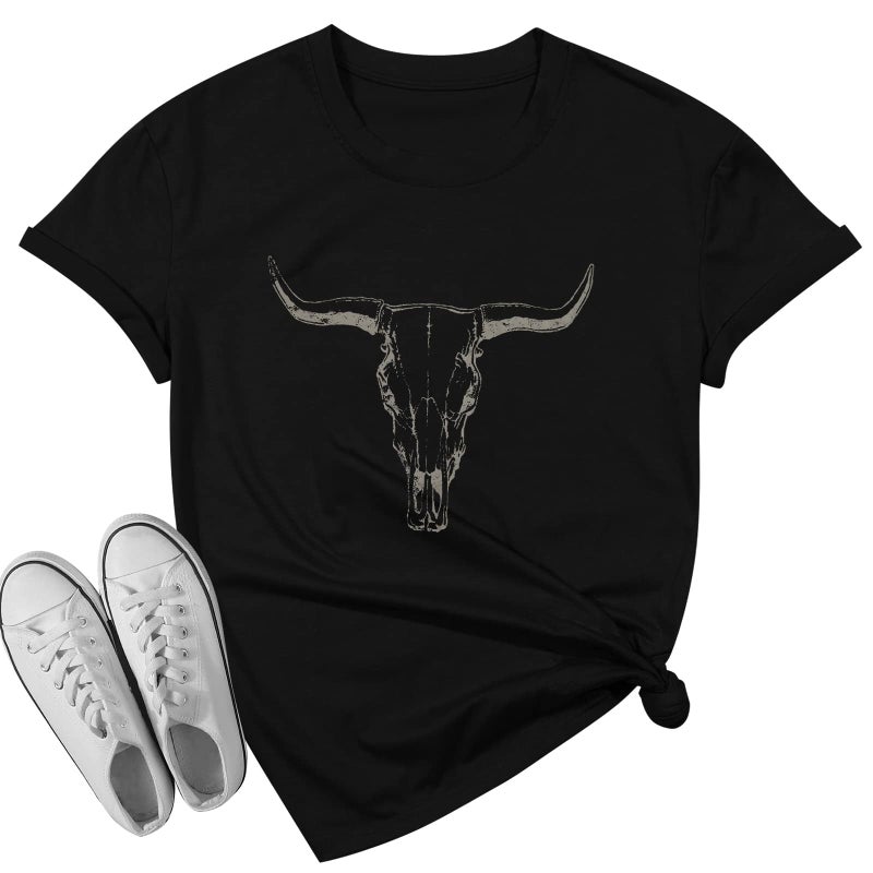 MHTOR Western Cactus Horse T-Shirt Cactus Shirts for Women Desert Horse Graphic Tee Casual Cowgirl Vintage Short Sleeve Tops(Medium,B-Black) - Image 2